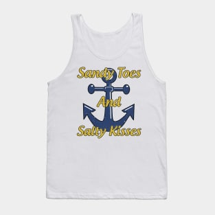 Sandy Toes And Salty Kisses Beach Shirt Vintage Distressed Tank Top